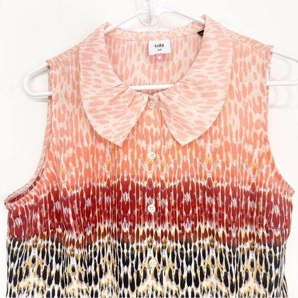 Cabi 3078 Love Peach to Blue Abstract Ombre Print Peter Pan Collar Popover Top - Picture 5 of 12